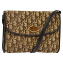 Christian Dior Trotter Canvas Shoulder Bag Brown Gold Auth 118537-1