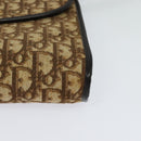 Christian Dior Trotter Canvas Shoulder Bag Brown Gold Auth 118537-14