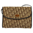 Christian Dior Trotter Canvas Shoulder Bag Brown Gold Auth 118537-13