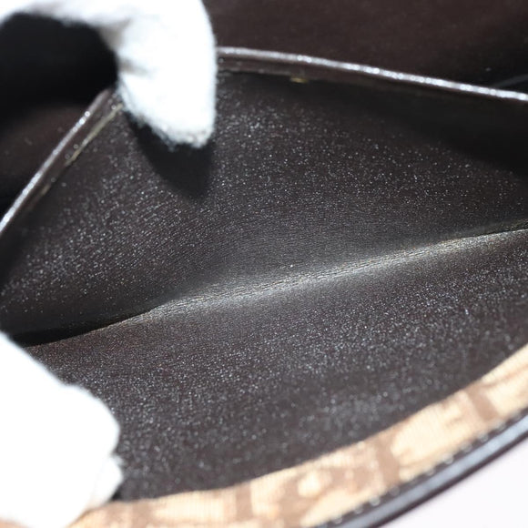 Christian Dior Trotter Canvas Shoulder Bag Brown Gold Auth 118537