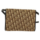 Christian Dior Trotter Canvas Shoulder Bag Brown Gold Auth 118537-2