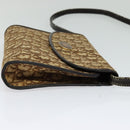 Christian Dior Trotter Canvas Shoulder Bag Brown Gold Auth 118537-4