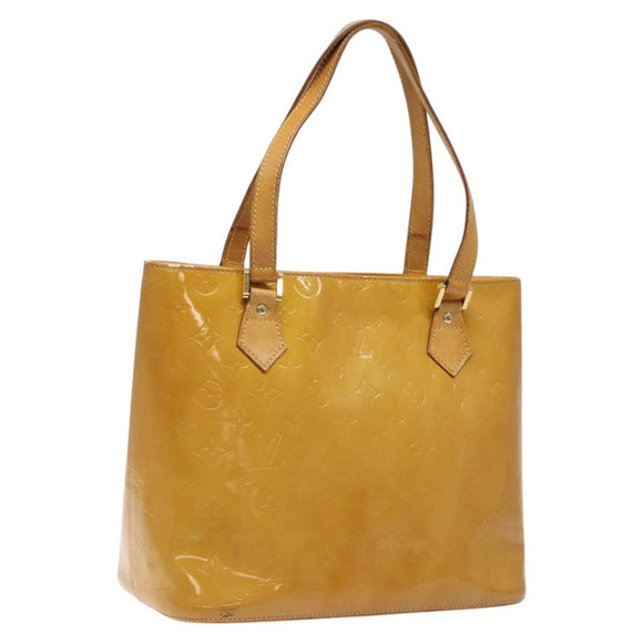 LOUIS VUITTON Monogram Vernis Houston Hand Bag Beige M91004 LV Auth 118545