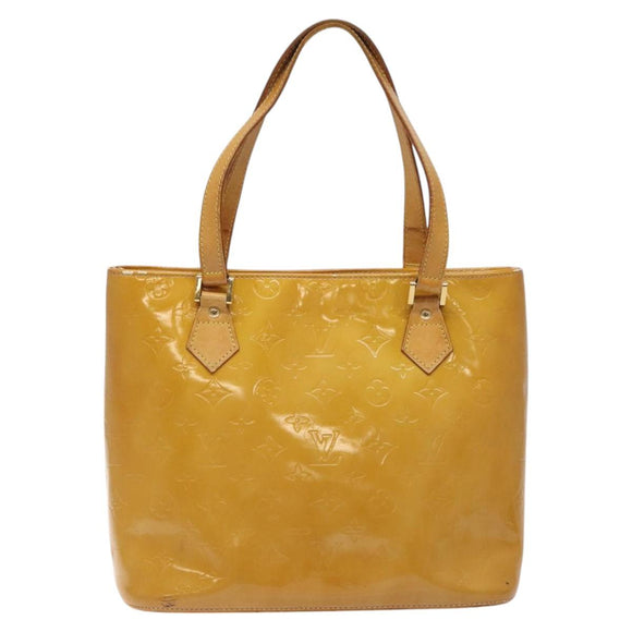 LOUIS VUITTON Monogram Vernis Houston Hand Bag Beige M91004 LV Auth 118545