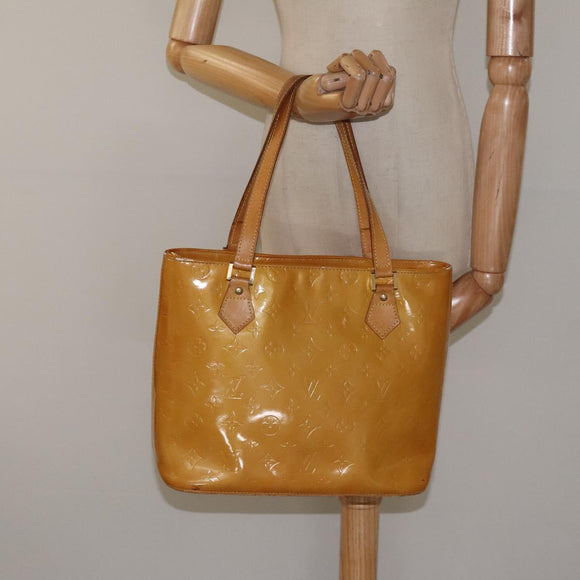 LOUIS VUITTON Monogram Vernis Houston Hand Bag Beige M91004 LV Auth 118545