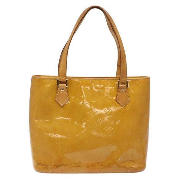 LOUIS VUITTON Monogram Vernis Houston Hand Bag Beige M91004 LV Auth 118545