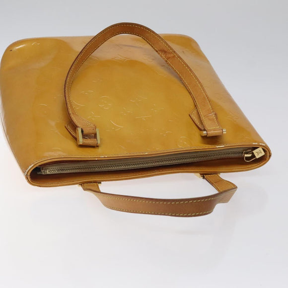 LOUIS VUITTON Monogram Vernis Houston Hand Bag Beige M91004 LV Auth 118545