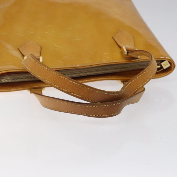 LOUIS VUITTON Monogram Vernis Houston Hand Bag Beige M91004 LV Auth 118545