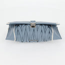 Miu Miu Matelasse Chain Shoulder Bag Leather Light Blue Silver Auth 118556M-5