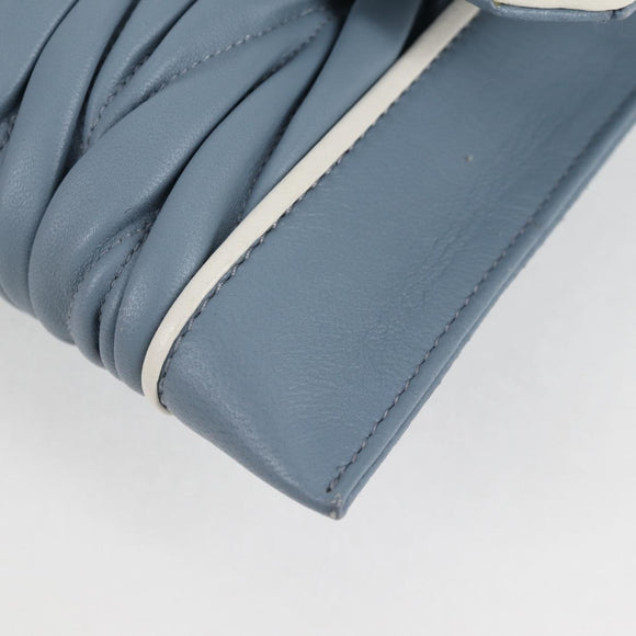 Miu Miu Matelasse Chain Shoulder Bag Leather Light Blue Silver Auth 118556M