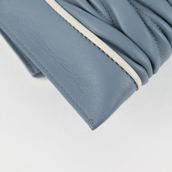 Miu Miu Matelassé Chain Umhängetasche Leder Hellblau Silber Auth 118556M