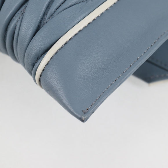 Miu Miu Matelasse Chain Shoulder Bag Leather Light Blue Silver Auth 118556M