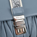 Miu Miu Matelasse Chain Shoulder Bag Leather Light Blue Silver Auth 118556M-20