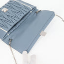 Miu Miu Matelasse Chain Shoulder Bag Leather Light Blue Silver Auth 118556M-22