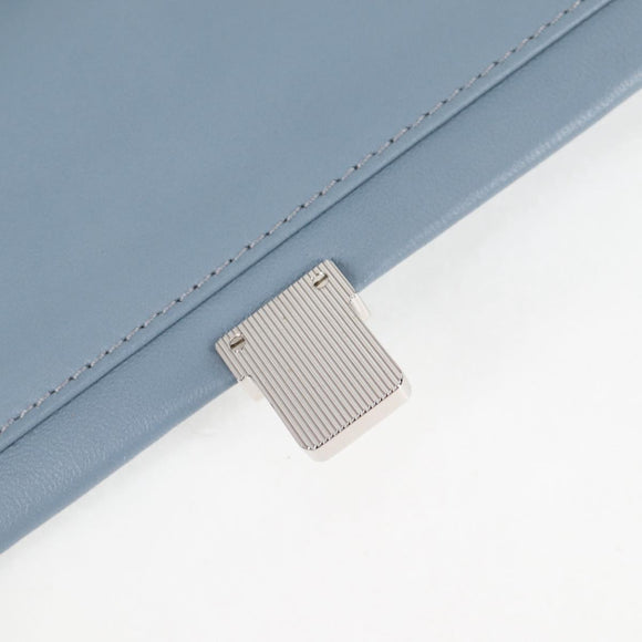 Miu Miu Matelassé Chain Umhängetasche Leder Hellblau Silber Auth 118556M