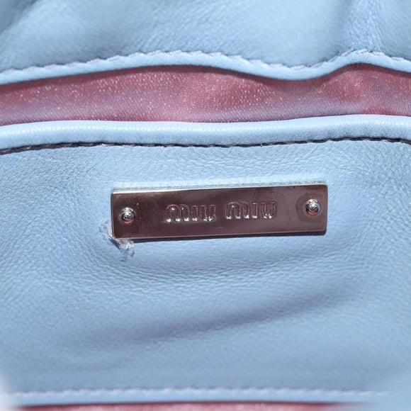 Miu Miu Matelasse Chain Shoulder Bag Leather Light Blue Silver Auth 118556M