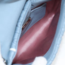 Miu Miu Matelasse Chain Shoulder Bag Leather Light Blue Silver Auth 118556M-9