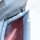 Miu Miu Matelasse Chain Shoulder Bag Leather Light Blue Silver Auth 118556M-27