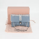 Miu Miu Matelassé Chain Umhängetasche Leder Hellblau Silber Auth 118556M-12