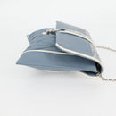 Miu Miu Matelasse Chain Shoulder Bag Leather Light Blue Silver Auth 118556M-4