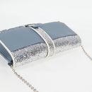 Miu Miu Matelassé Chain Umhängetasche Leder Hellblau Silber Auth 118556M-6
