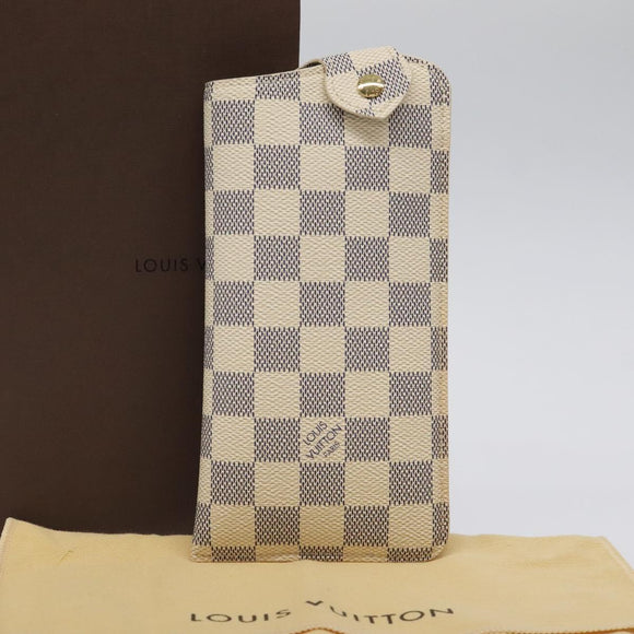 LOUIS VUITTON Damier Azur Etui A Lunettes MM Glasses Case N60025 LV Auth 118558