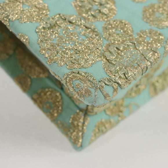 Miu Miu Chain Shoulder Bag Cotton Light Blue Silver Auth 118561AM