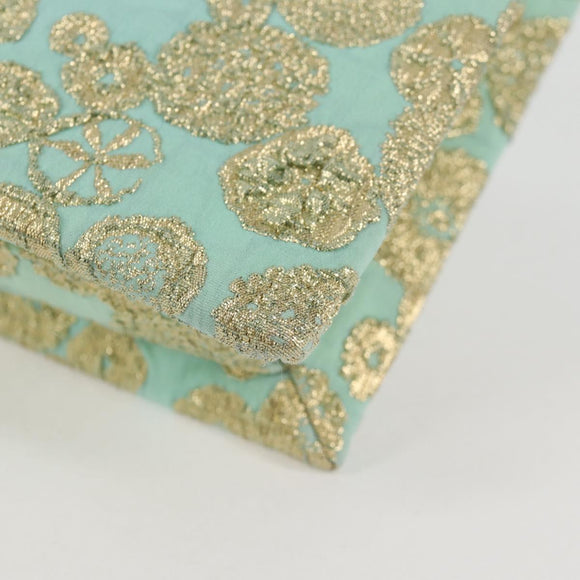 Miu Miu Chain Shoulder Bag Cotton Light Blue Silver Auth 118561AM