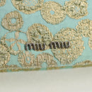 Miu Miu Chain Shoulder Bag Cotton Light Blue Silver Auth 118561AM-19