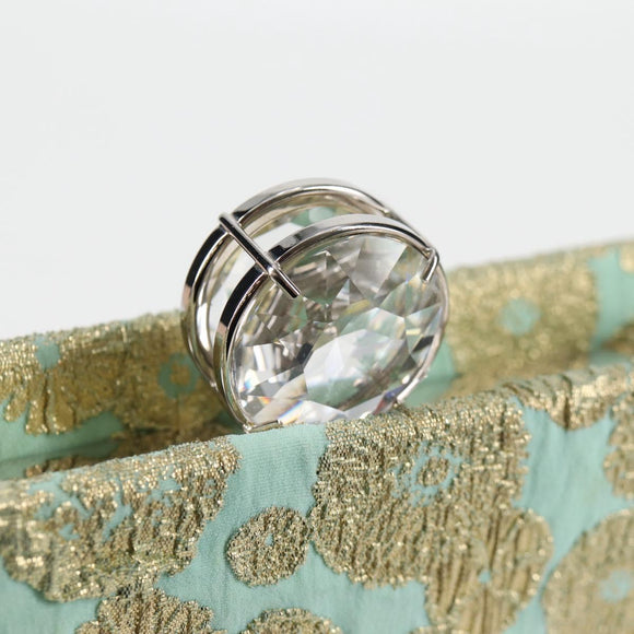 Miu Miu Chain Shoulder Bag Cotton Light Blue Silver Auth 118561AM