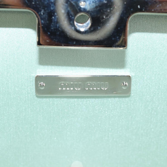 Miu Miu Chain Shoulder Bag Cotton Light Blue Silver Auth 118561AM