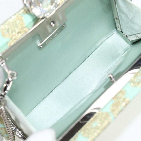 Miu Miu Chain Shoulder Bag Cotton Light Blue Silver Auth 118561SAM