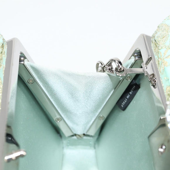 Miu Miu Chain Shoulder Bag Cotton Light Blue Silver Auth 118561SAM
