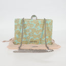 Miu Miu Chain Shoulder Bag Cotton Light Blue Silver Auth 118561AM-12