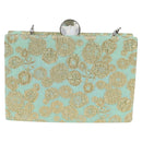 Miu Miu Chain Shoulder Bag Cotton Light Blue Silver Auth 118561AM-2