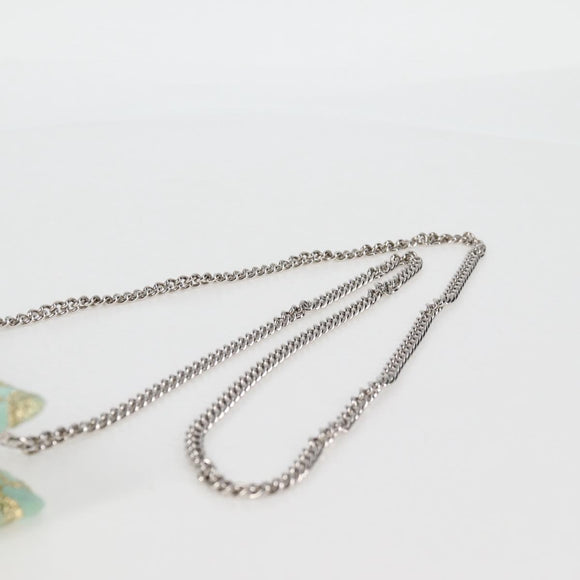 Miu Miu Chain Shoulder Bag Cotton Light Blue Silver Auth 118561AM