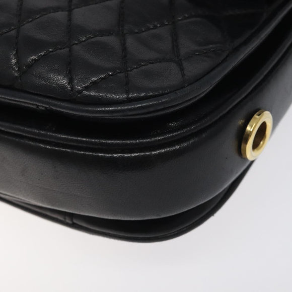 BALLY Chain Shoulder Bag Leather Black Gold Auth 118600