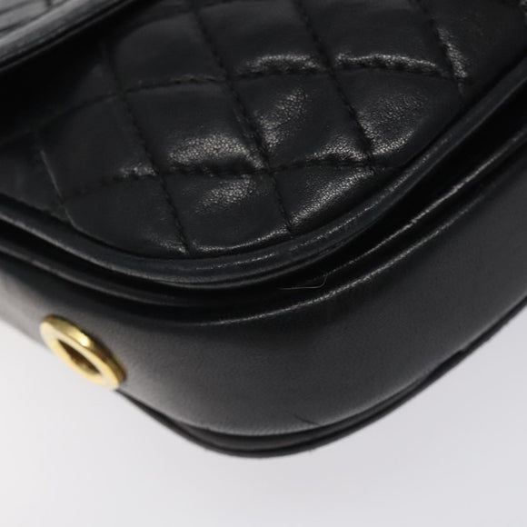 BALLY Chain Shoulder Bag Leather Black Gold Auth 118600