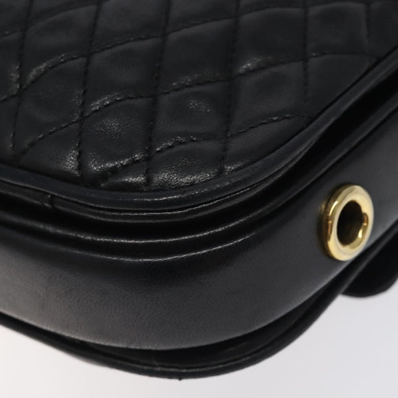 BALLY Chain Shoulder Bag Leather Black Gold Auth 118600