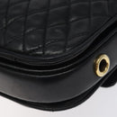 BALLY Chain Shoulder Bag Leather Black Gold Auth 118600-15