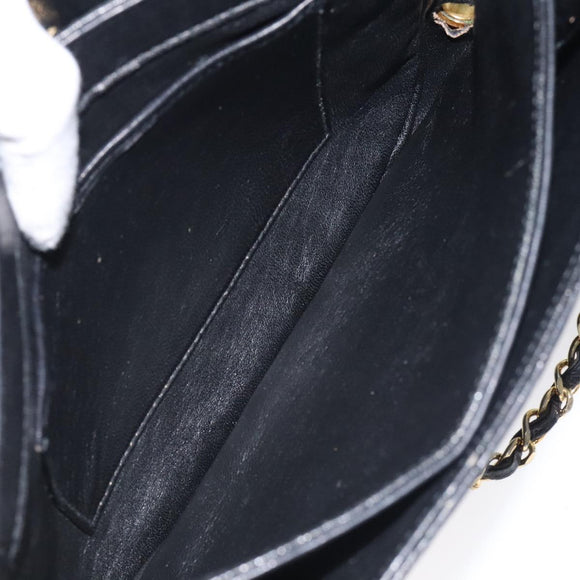 BALLY Chain Shoulder Bag Leather Black Gold Auth 118600