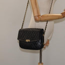 BALLY Chain Shoulder Bag Leather Black Gold Auth 118600-23
