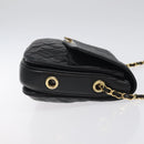 BALLY Chain Shoulder Bag Leather Black Gold Auth 118600-3