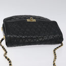 BALLY Chain Shoulder Bag Leather Black Gold Auth 118600-6