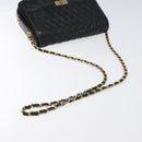 BALLY Chain Shoulder Bag Leather Black Gold Auth 118600-7