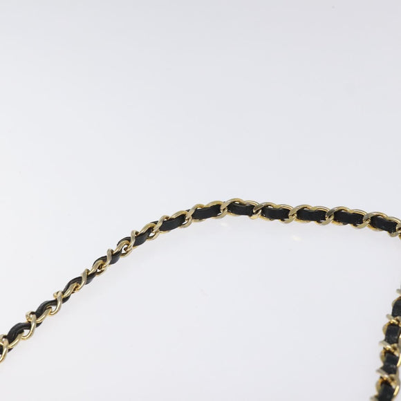 BALLY Chain Shoulder Bag Leather Black Gold Auth 118600