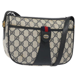 GUCCI GG Supreme Sherry Line Shoulder Bag PVC Beige Gold 02 14 032 Auth 118601