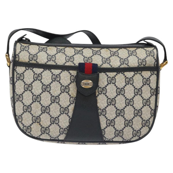 GUCCI GG Supreme Sherry Line Shoulder Bag PVC Beige Gold 02 14 032 Auth 118601