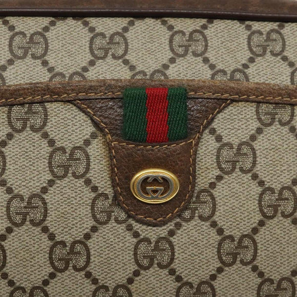 GUCCI GG Supreme Web Sherry Line Shoulder Bag PVC Beige 116 02 089 Auth 118603