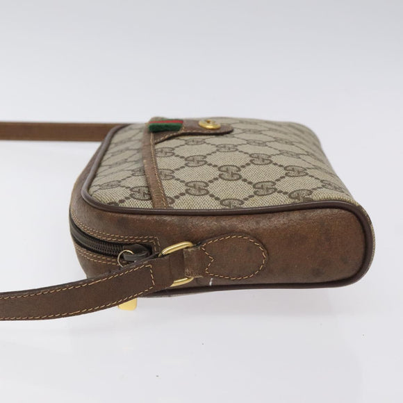 GUCCI GG Supreme Web Sherry Line Shoulder Bag PVC Beige 116 02 089 Auth 118603